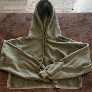 Fabletics Olive Green Cropped Hoodie